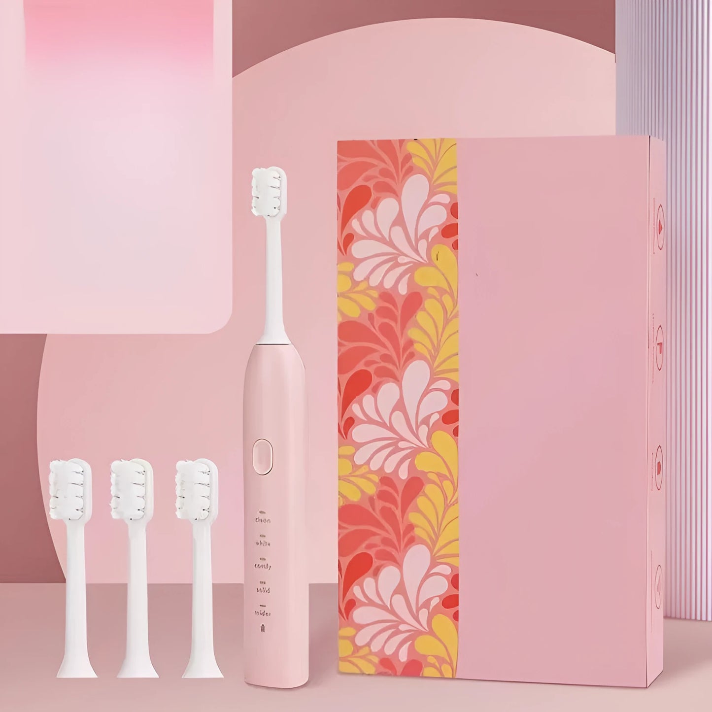 Yellow rechargeable electric toothbrush with small duck design, soft bristles and USB charging cable
