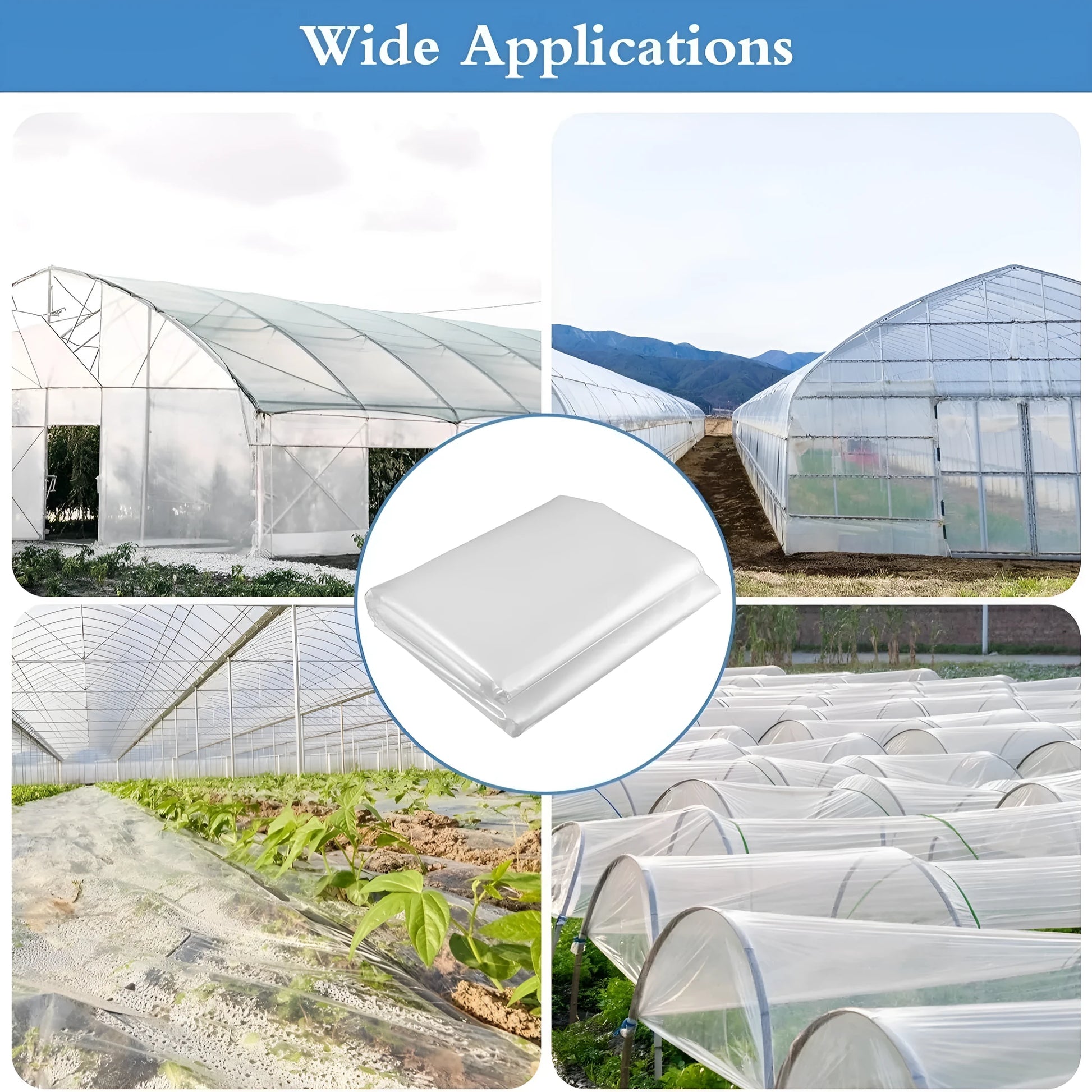 Roll of 4x8 metre plastic greenhouse insulation film for cold-proofing vegetable sheds.