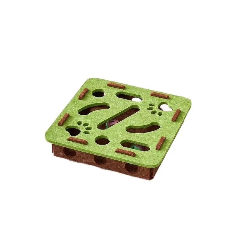 Felt cat toy box for scratching measuring 30cm square with 7.5cm height