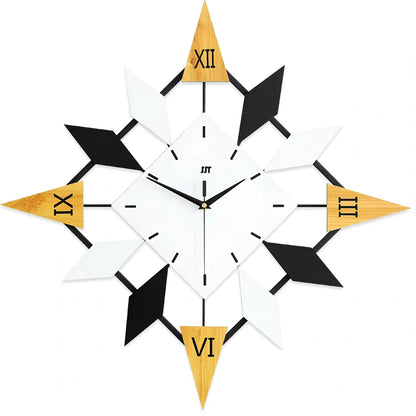 Large diamond pattern wall clock with solid wood dial measuring 60x60cm with silent movement