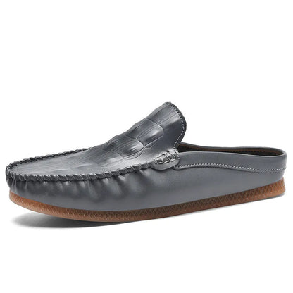 Men's black, grey and yellow summer semi-slippers with rubber soles and breathable artificial PU uppers