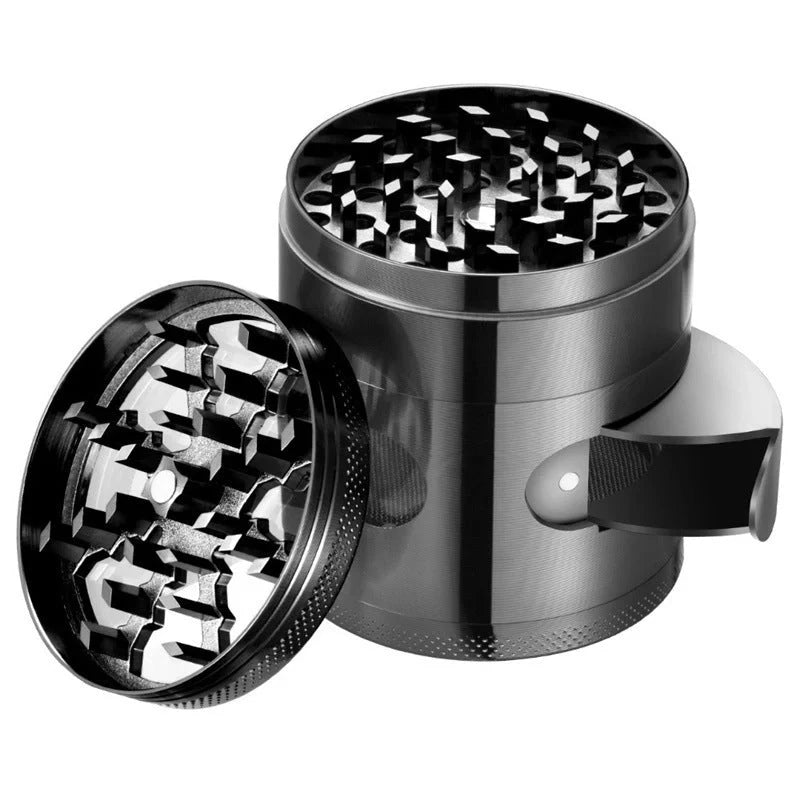 60mm zinc alloy herb grinder with windmill teeth and neodymium magnet lid
