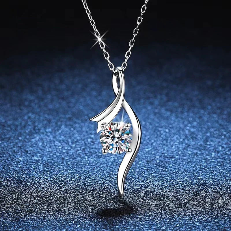 925 Sterling Silver Necklace with 1-Carat Sparkling Diamond Pendant