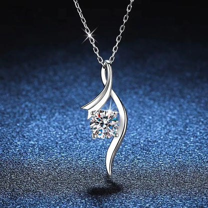 925 Sterling Silver Necklace with 1-Carat Sparkling Diamond Pendant