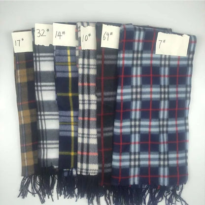 Handmade black and white plaid thermal scarf for men and women