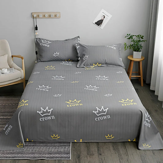 Washed cotton student hostel bed sheets showing simple Chinese style design with size options from 1.2x2.3m to 2.5x2.3m