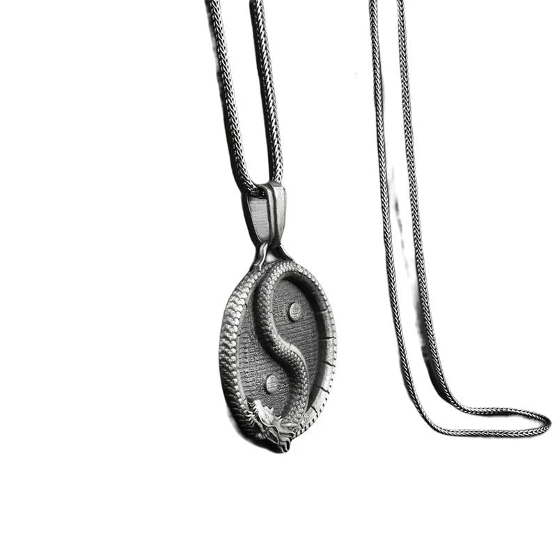 Stylish personalized pendant necklace for men made of titanium steel with a polished black finish