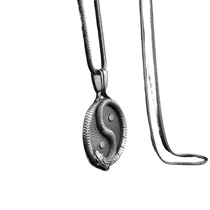 Stylish personalized pendant necklace for men made of titanium steel with a polished black finish