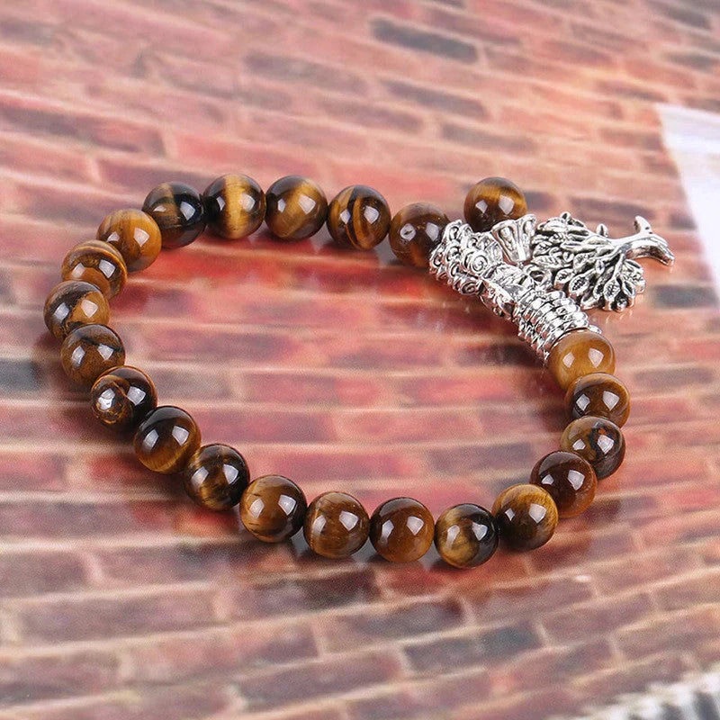 Elegant Tree of Life Tiger Eye Stone Bracelet with ancient silver plating