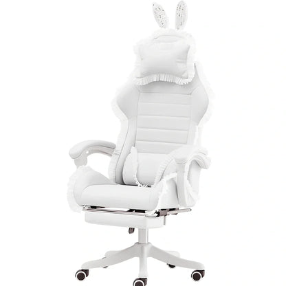 Adjustable height computer gaming chair with swivel base in green lace pattern
