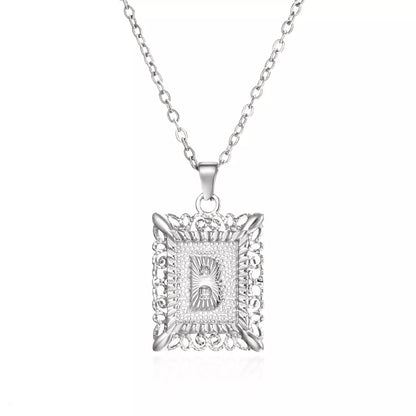 Personalized initial letter necklace in gold or steel, featuring any letter from A to Z