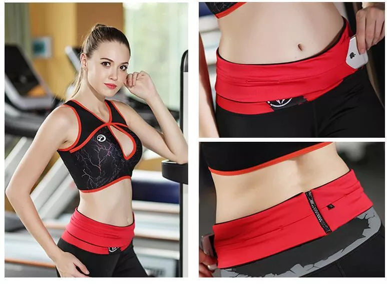 Elastic waistband sports belt bag for mobile phones in various colors