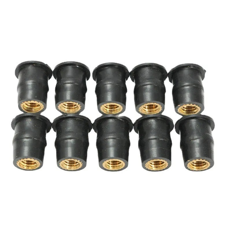 Black motorcycle windscreen brass nut expansion rubber fasteners in M4 M5 M6 sizes