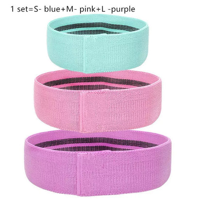 Latex mesh resistance band for hip and leg strength training in various colors and sizes