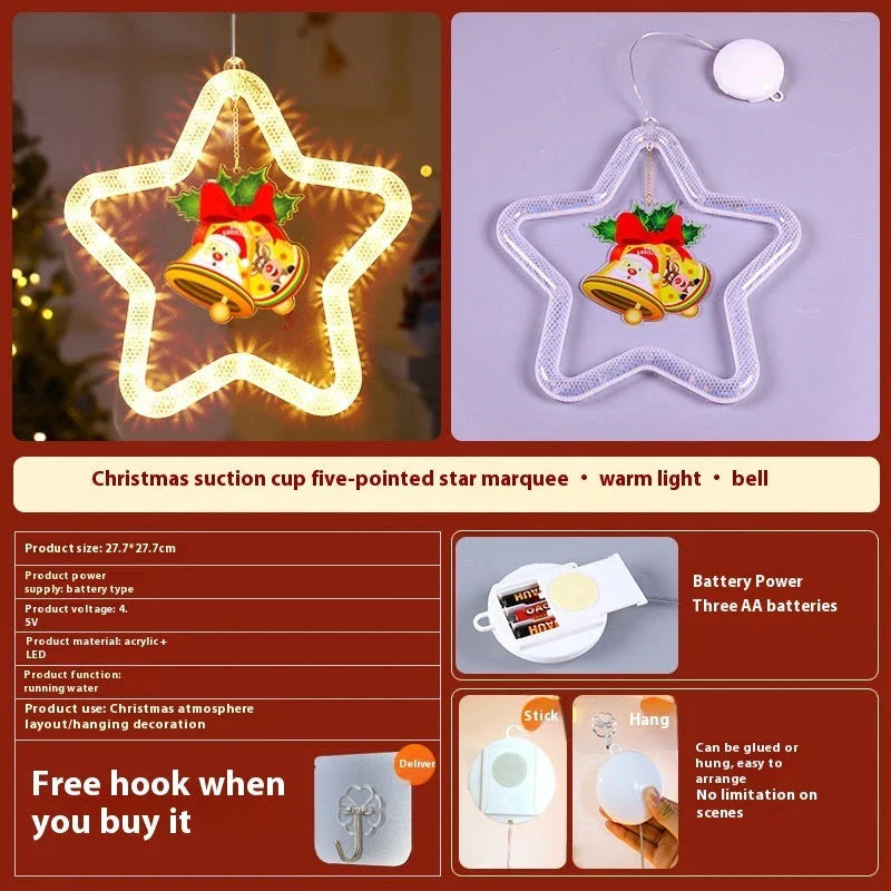Festive five-pointed star pendant light with battery-powered LED lights to create a cozy Christmas atmosphere