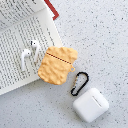 Green silicone protective case with a cartoon animal design for Apple AirPods 1 and 2 generation charging case
