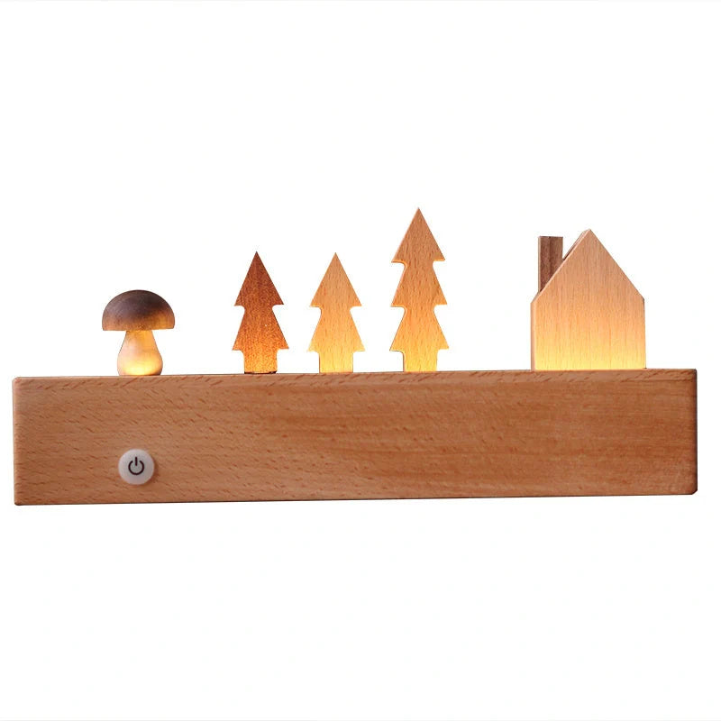 LED Forest Hut Night Light with romantic design and USB power