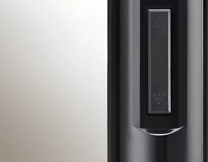 Black electric wine bottle opener with automatic cork removal and integrated foil cutter