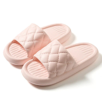 Stylish and comfortable EVA slippers with unique rhombus design, available in various colors for indoor and bathroom use