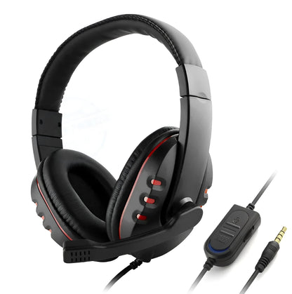 Warlord wired gaming headset with microphone, 3.5mm plug, 40mm drivers, blue or red, 1.2m cable