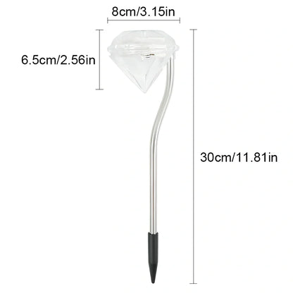 Solar powered garden diamond light with white and multicolor LED options for outdoor illumination