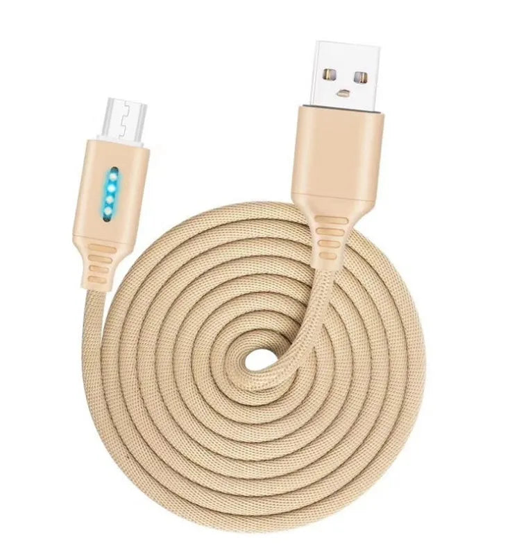 Black woven fabric braided USB fast charging cable with Type-C connector, 1 metre long.
