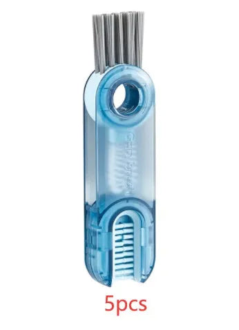 Transparent green 3-in-1 cup lid cleaning brush with spiral design for hard-to-reach crevices