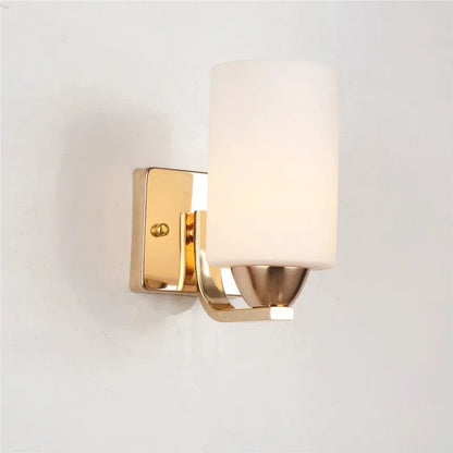 Minimalist chrome glass wall lamp with adjustable light colours for bedside illumination