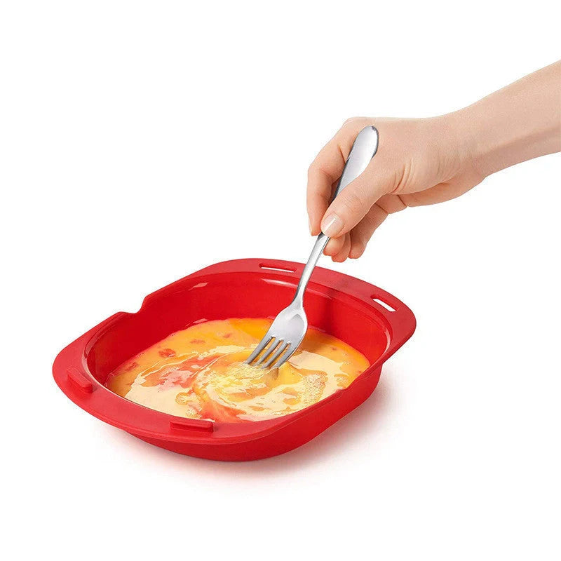 Red Microwave Silicone Omelette Maker for quick, healthy breakfasts