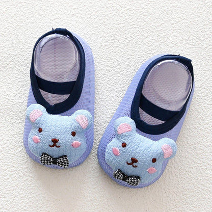 Non-slip baby shoes and socks with cartoon designs for infants and toddlers