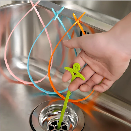51cm flexible kitchen pipe dredging hook with colour-coded smiling face handles