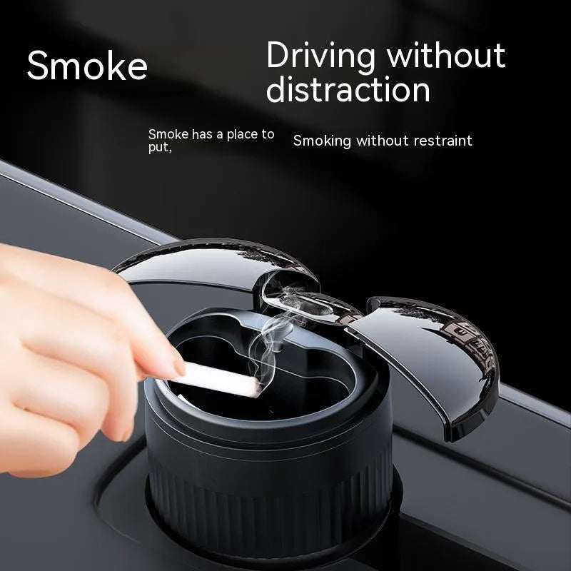 Car automatic sensing touch infrared smoking metal smart ashtray with lid for vehicle and household use, 113mm x 72mm compact multifunctional carving design in black, red, silver, or green colour options