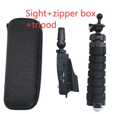 A golf putter laser aiming instrument showing different style options including a laser sight unit.
