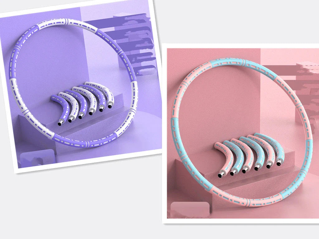 Adjustable Fitness Hoop in blue and white for waist and hip training
