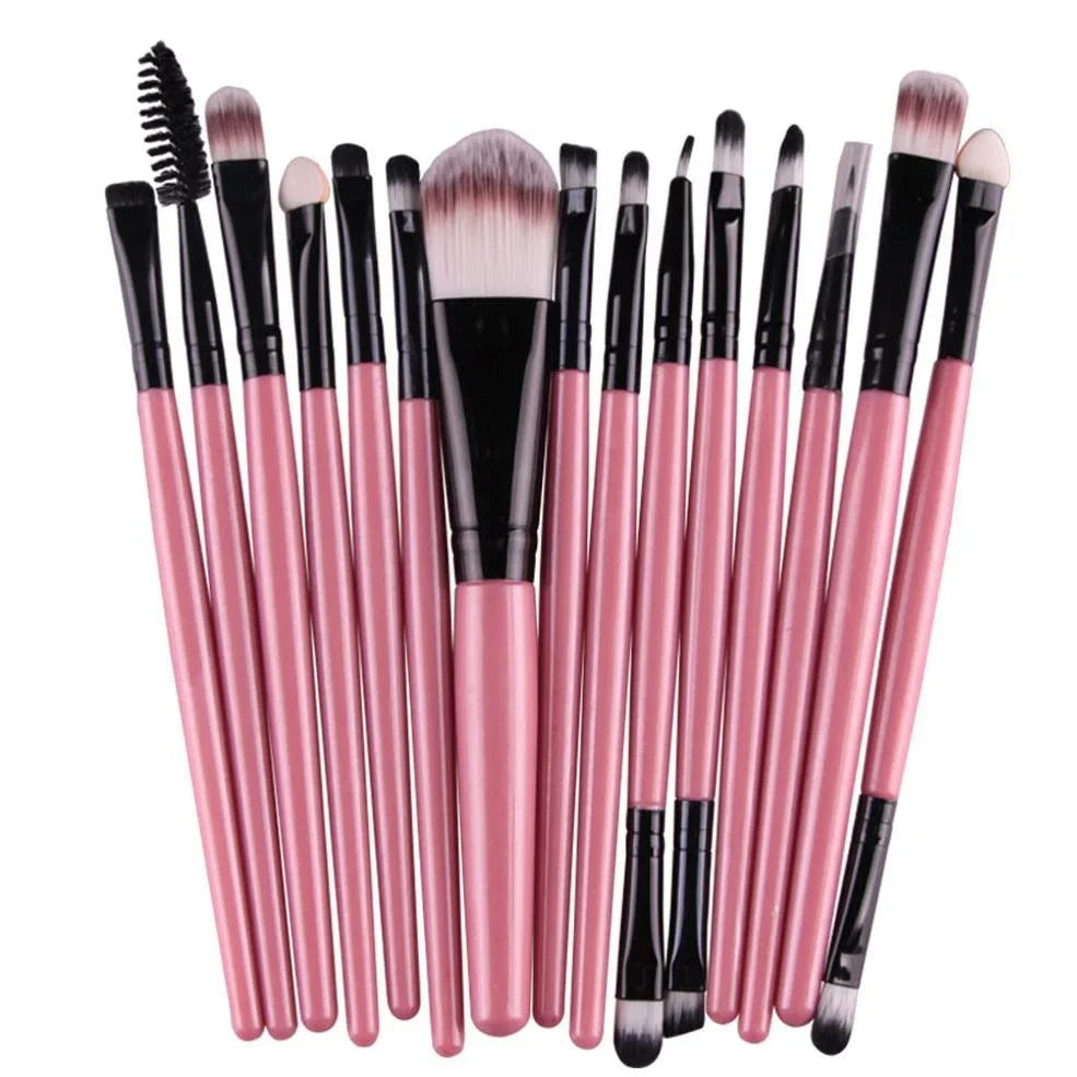 MAANGE 18-piece makeup brush set with fan-shaped tools and various brush heads