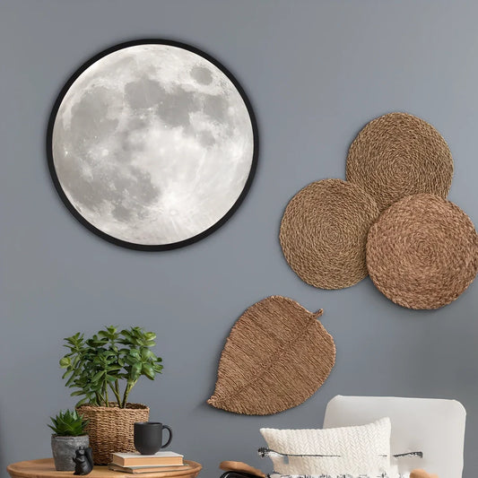 24cm black matt frame LED moon mirror with adjustable white lighting and USB power