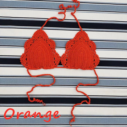 Handmade crochet bikini top with cotton lining in various colors