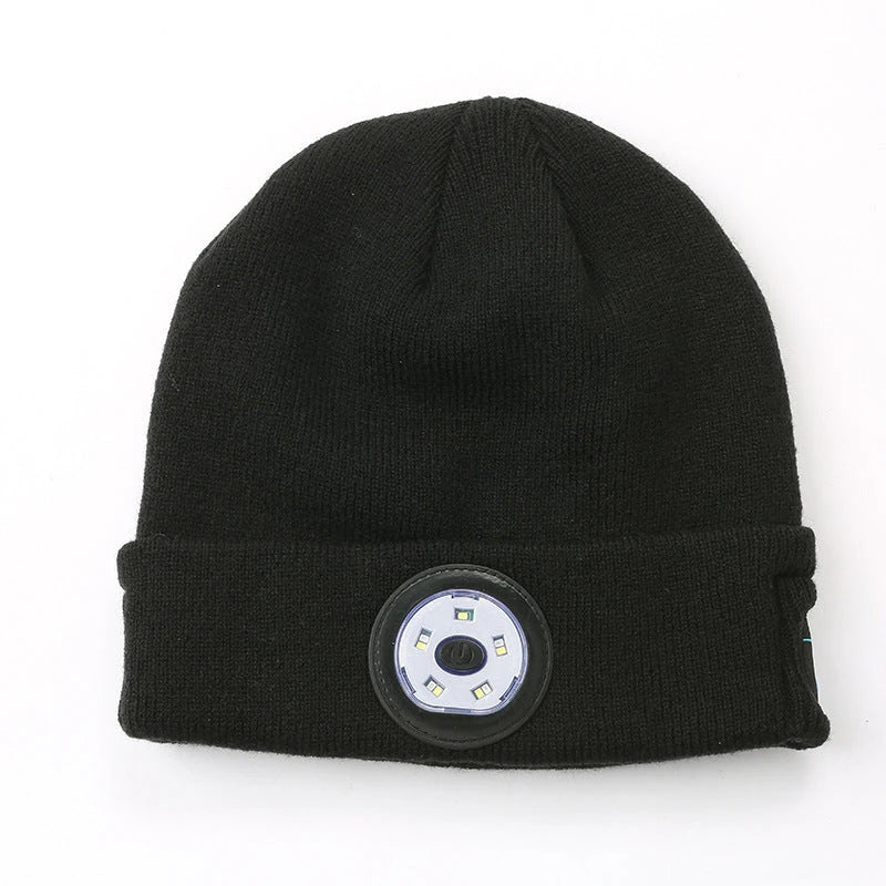 Warm Bluetooth Beanie with wireless music, hands-free calls, and outdoor lighting for active lifestyles