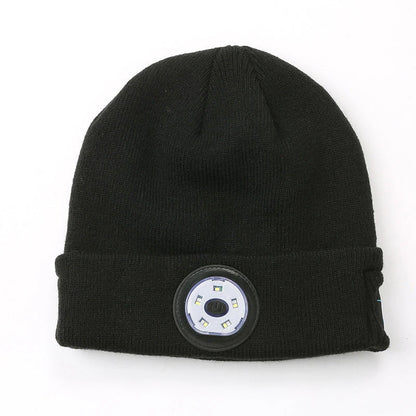 Warm Bluetooth Beanie with wireless music, hands-free calls, and outdoor lighting for active lifestyles
