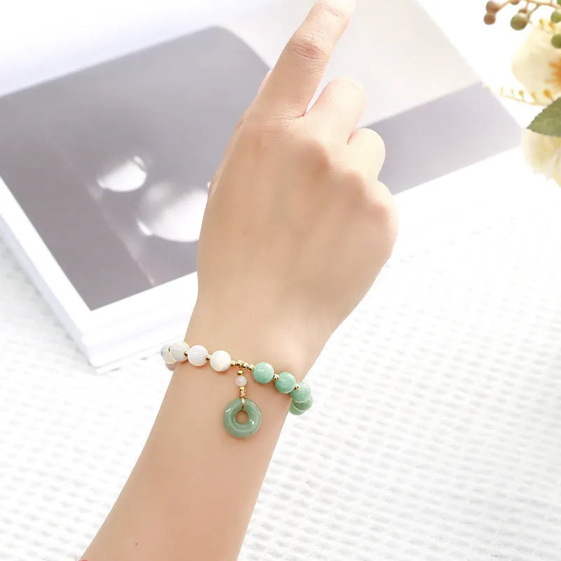 Natural blue Burma jade bracelet with horseshoe nuts and safety buckle