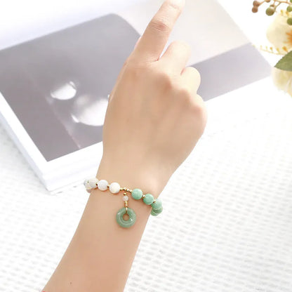 Natural blue Burma jade bracelet with horseshoe nuts and safety buckle