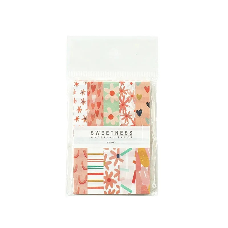 Retro collage note paper set with 50 pieces in dessert colours including Red Plum Cheese and Caramel Puff