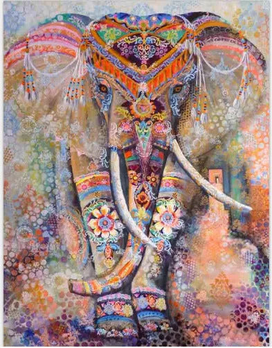 3D digital printing polyester elephant mandala tapestry in vibrant colors