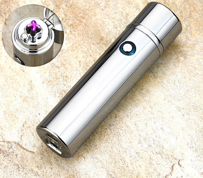 Black electric arc lighter pipe with four-headed windproof design and USB charging port