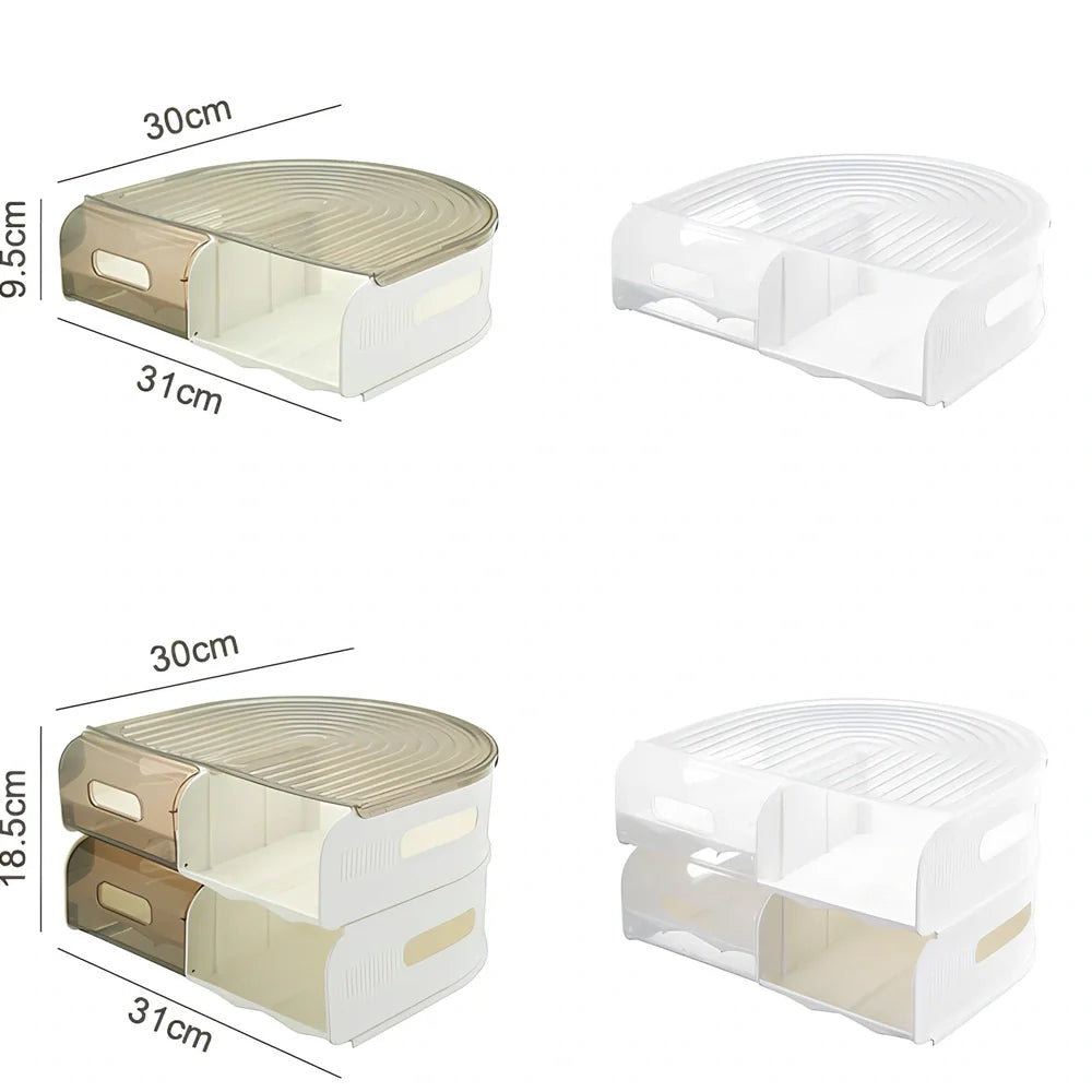 Stackable U-shaped egg storage box with semi-transparent PP construction showing egg compartments