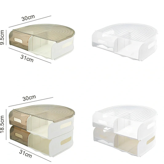 Stackable U-shaped egg storage box with semi-transparent PP construction showing egg compartments