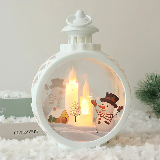 Christmas candle light decoration with retro window design measuring 15cm height