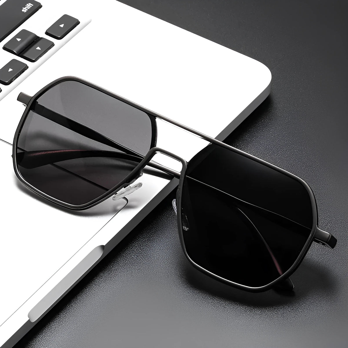 Men's irregular shaped polarized sunglasses with UV protection for driving and outdoor use
