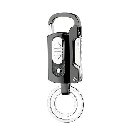 Multi-functional keychain charging lighter in zinc alloy, 10cm, ice surface finish, five colour options