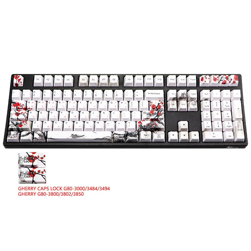 PBT Wangjiang Plum blossom mechanical keyboard keycap set with 109 keys at OEM height